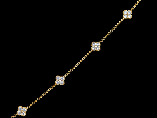 14K Yellow Gold 5 Clover Diamond Bracelet – 0.36 CT Angelica Jewellers
