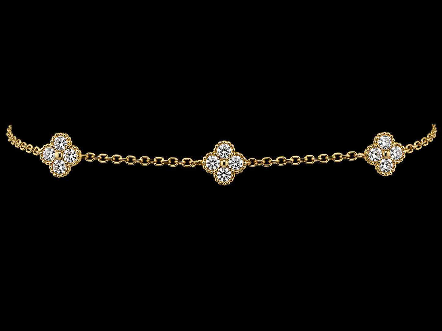 14K Yellow Gold 5 Clover Diamond Bracelet – 0.36 CT Angelica Jewellers