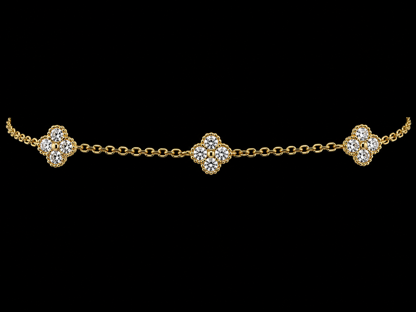 14K Yellow Gold 5 Clover Diamond Bracelet – 0.36 CT Angelica Jewellers