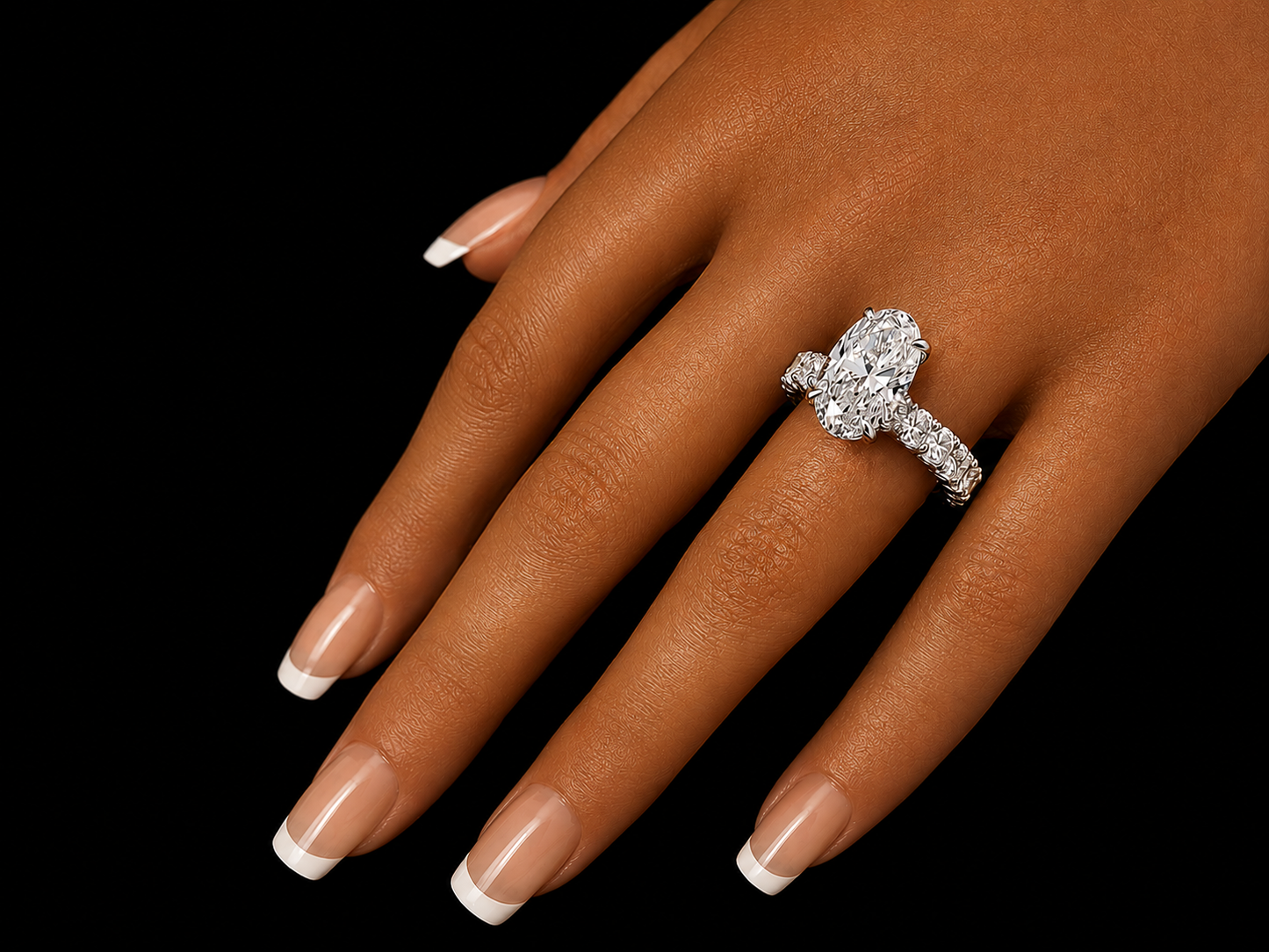 14K White Gold Elongated Cushion Solitaire Engagement Ring – 4.88 CT E VS1 IGI Certified Lab-Grown Diamond with Hidden Chevron Halo (Copy) Angelica Jewellers