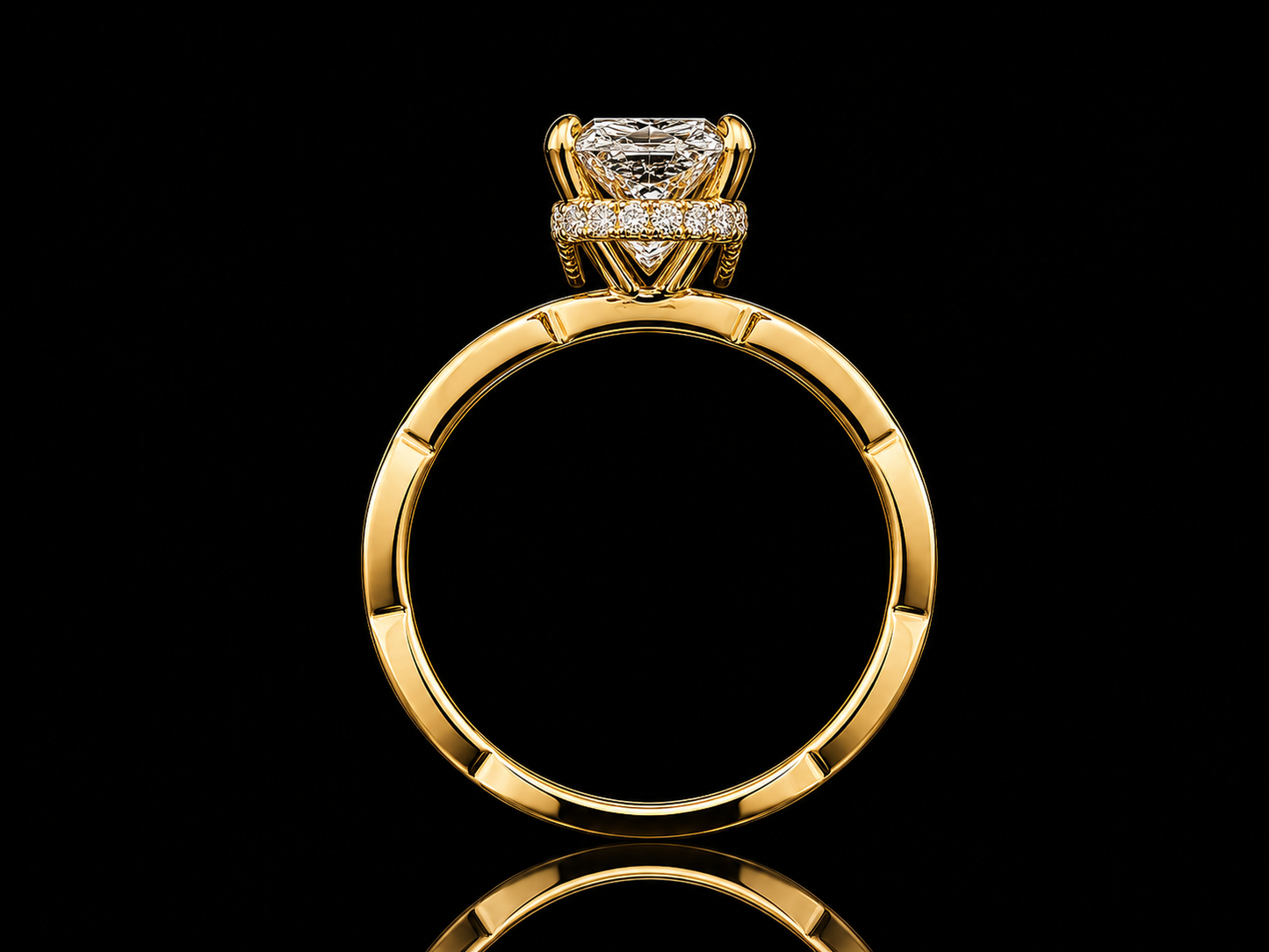 14K Yellow Gold Twisted Solitaire Engagement Ring | 2.02 CT IGI Certified Lab Grown Diamond | Hidden Halo Angelica Jewellers