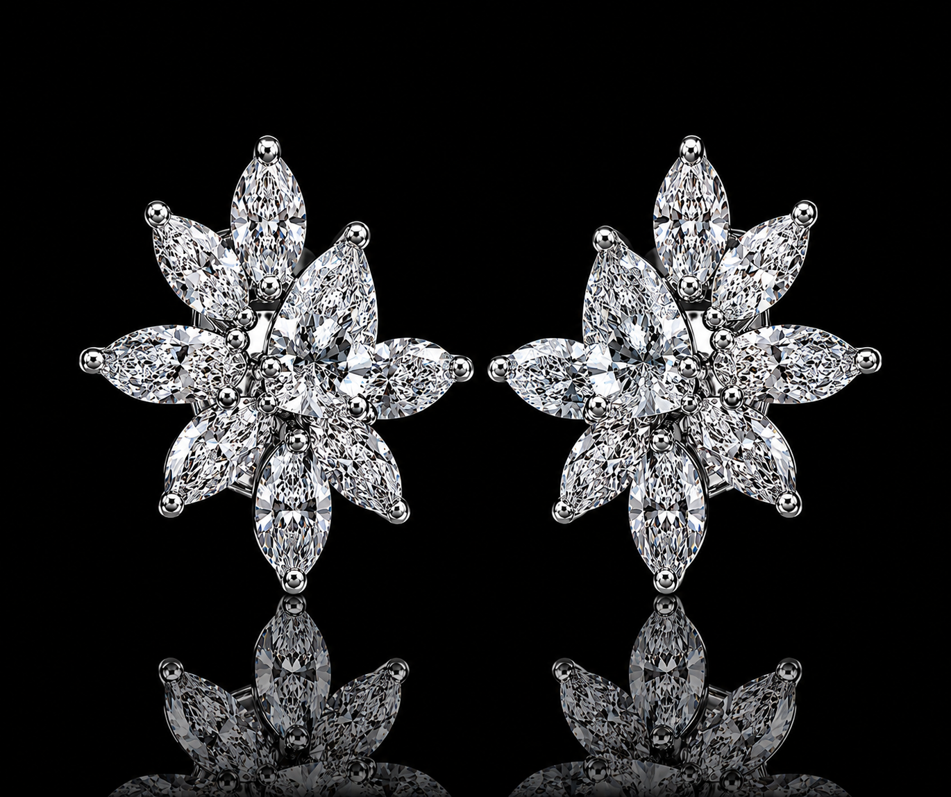 14K White Gold Antique-Inspired Lab Grown Diamond Earrings – 2.68 CT VS–VVS E–F | 17 × 12 mm Angelica Jewellers X Waves