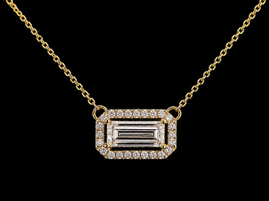 14K Yellow Gold Emerald-Cut Diamond Bar Pendant – 1.24 CTW Angelica Jewellers