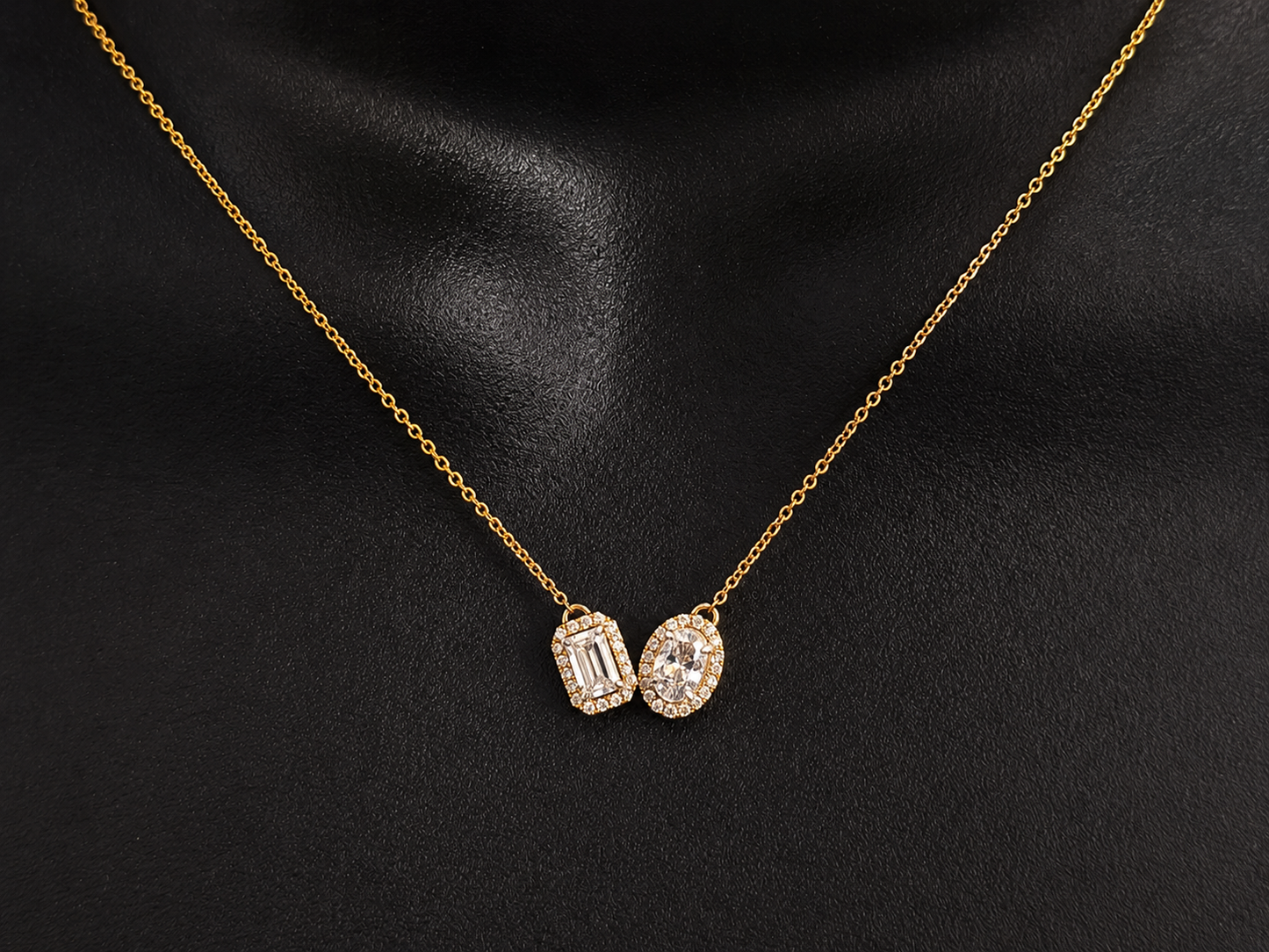 14K Yellow Gold Toi et Moi Diamond Necklace – 1.07 CTW Lab Grown Diamonds Angelica Jewellers