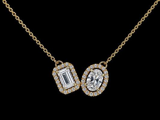 14K Yellow Gold Toi et Moi Diamond Necklace – 1.07 CTW Lab Grown Diamonds Angelica Jewellers