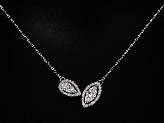 14K White Gold Toi et Moi Diamond Necklace – 1.16 CTW Lab Grown Diamonds Angelica Jewellers
