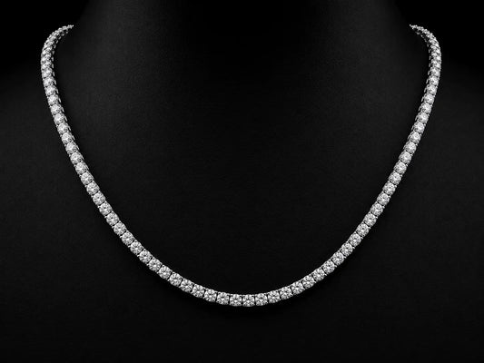 14K White Gold Classic Diamond Tennis Necklace – 14.29 CTW-3.25mm Angelica Jewellers