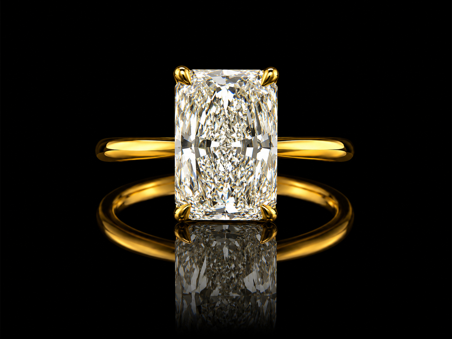 14K Yellow Gold Emerald-Cut Bezel Engagement Ring – 2.09 CT E VVS2 IGI Certified Lab Grown Diamond (Copy) Angelica Jewellers