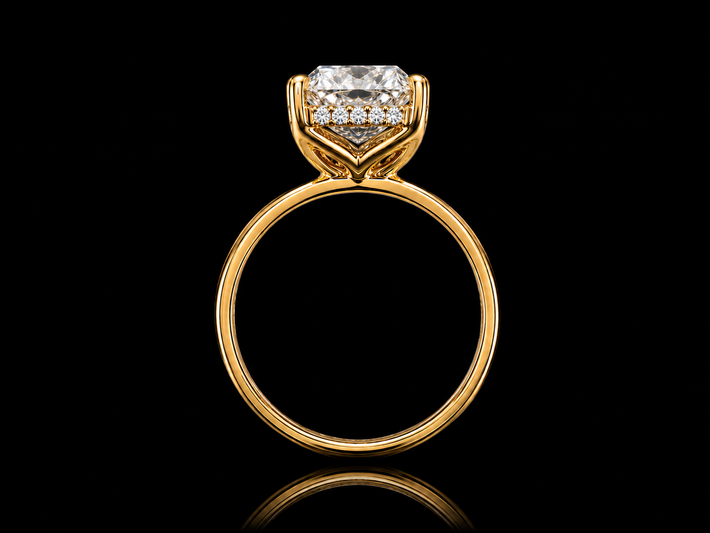 14K Yellow Gold Radiant Cut Lab-Grown Diamond Engagement Ring – 3.70 CT E VS1 IGI Certified | Hidden Halo | Eagle Claw Setting Angelica Jewellers