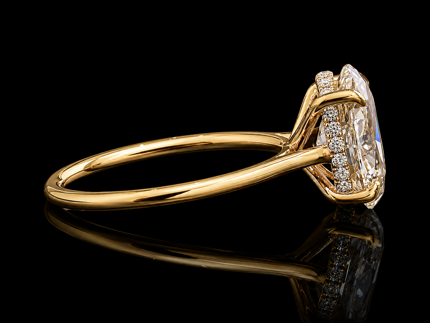 14K Yellow Gold Radiant Cut Lab-Grown Diamond Engagement Ring – 3.70 CT E VS1 IGI Certified | Hidden Halo | Eagle Claw Setting (Copy) Angelica Jewellers