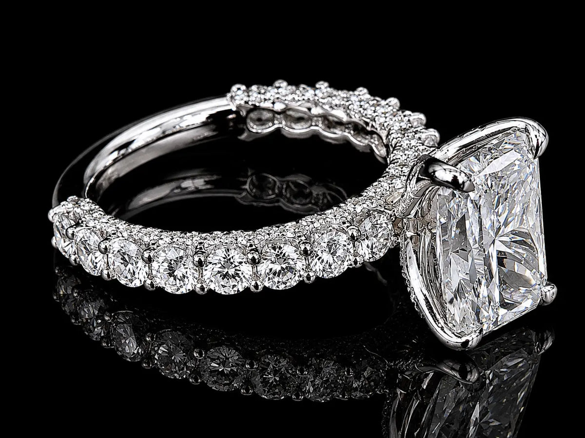 4.01 CT Elongated Radiant Lab Diamond Engagement Ring | E VVS2 IGI