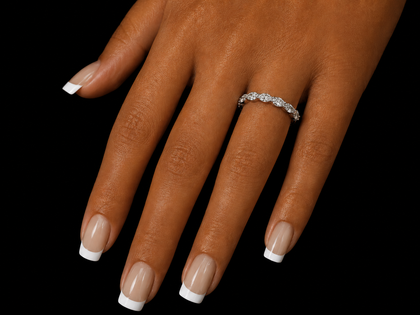 14K White Gold Semi-Eternity Ring | 0.87 CTW VS–VVS Lab-Grown Marquise Diamond Band Angelica Jewellers
