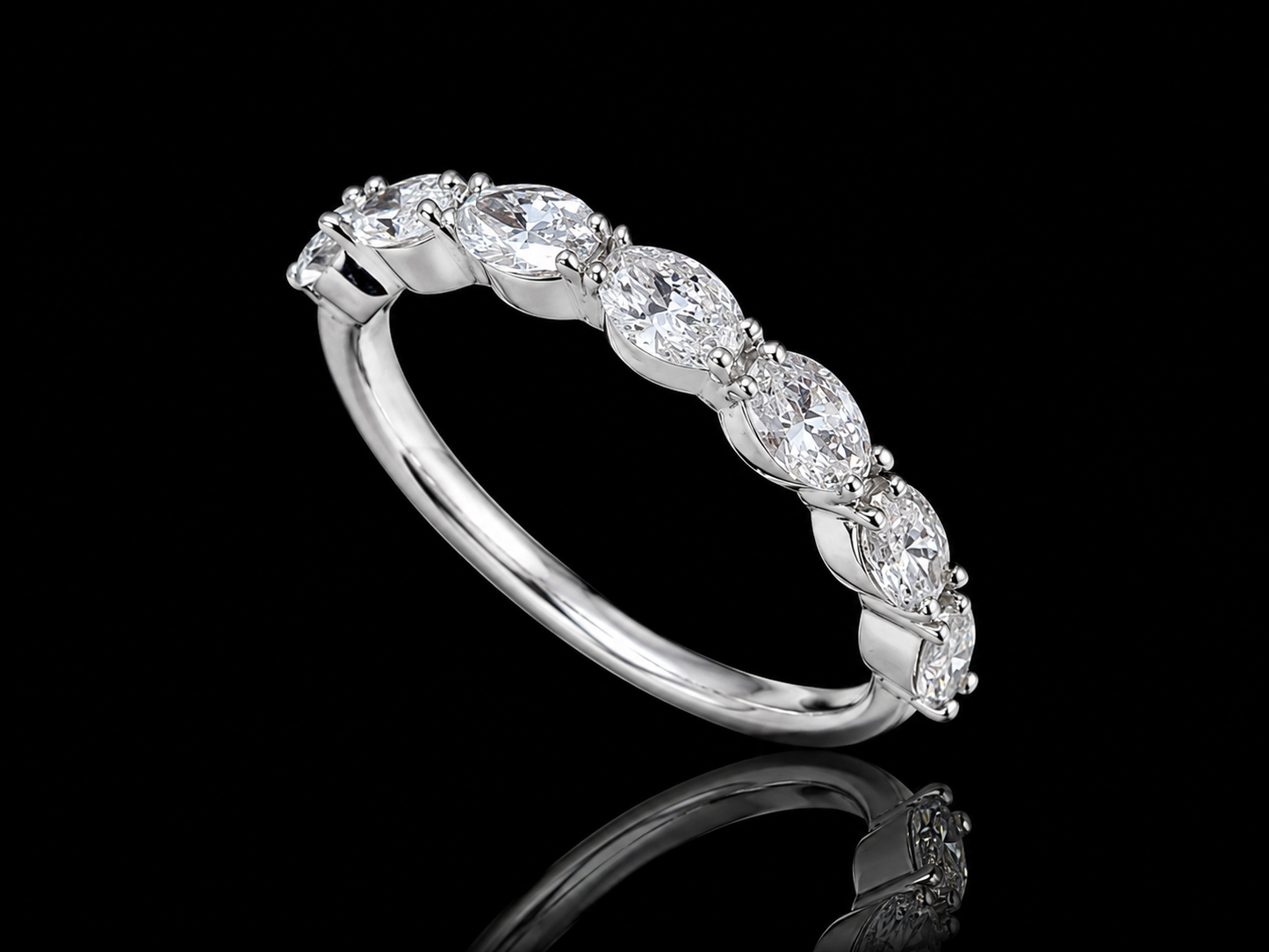 14K White Gold Semi-Eternity Ring | 0.87 CTW VS–VVS Lab-Grown Marquise Diamond Band Angelica Jewellers