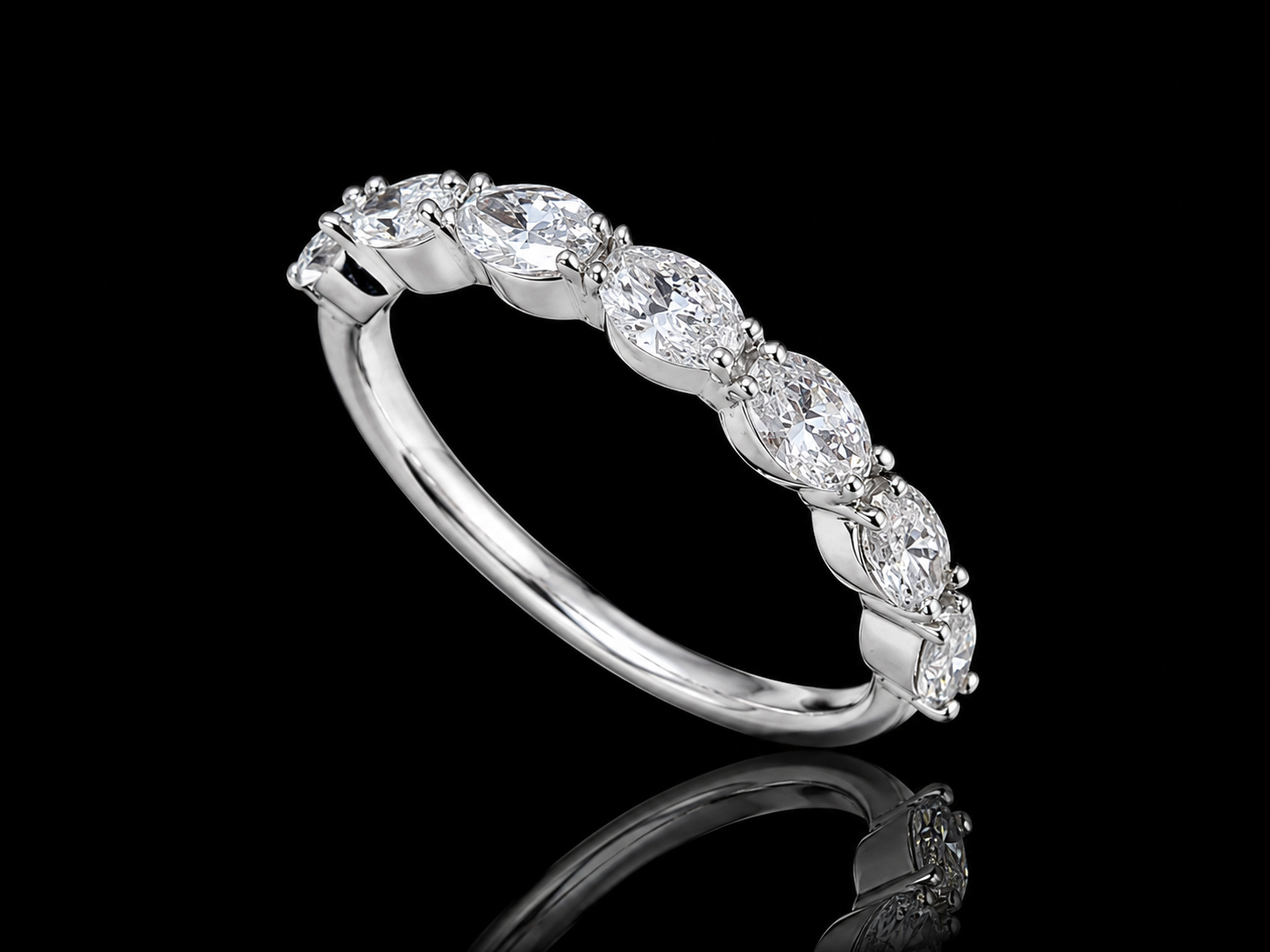 14K White Gold Semi-Eternity Ring | 0.87 CTW VS–VVS Lab-Grown Marquise Diamond Band Angelica Jewellers