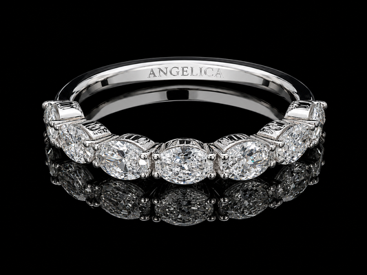 14K White Gold Semi-Eternity Ring | 0.87 CTW VS–VVS Lab-Grown Marquise Diamond Band Angelica Jewellers
