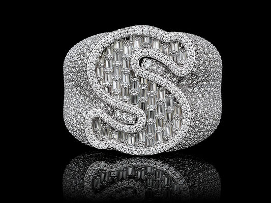 14K White Gold Diamond Initial "S" Ring Angelica Jewellers