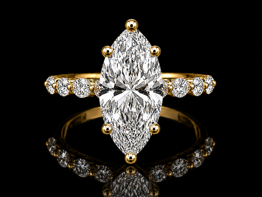 14K Yellow Gold Marquise Lab Diamond Engagement Ring – 2.99 CTW (Copy)