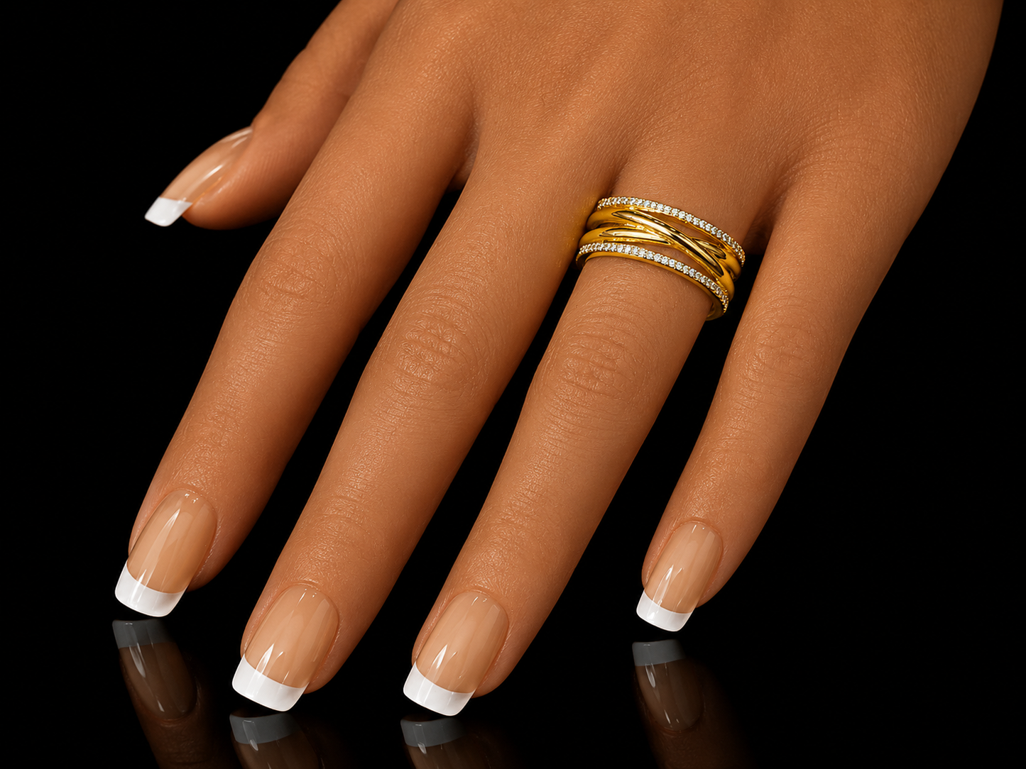 14K Yellow Gold Diamond Crossover Ring