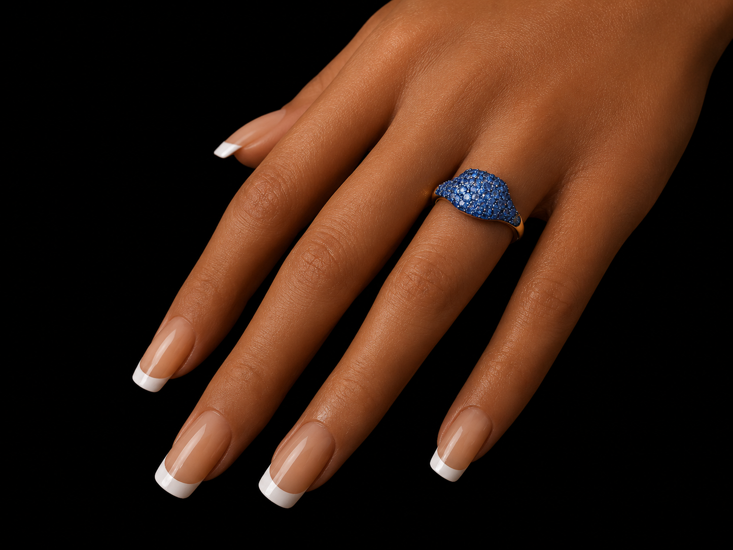 14K Yellow Gold Pavé Sapphire Signet Ring