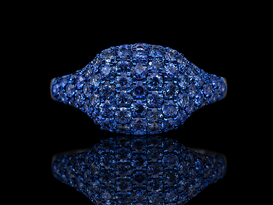 14K Yellow Gold Pavé Sapphire Signet Ring