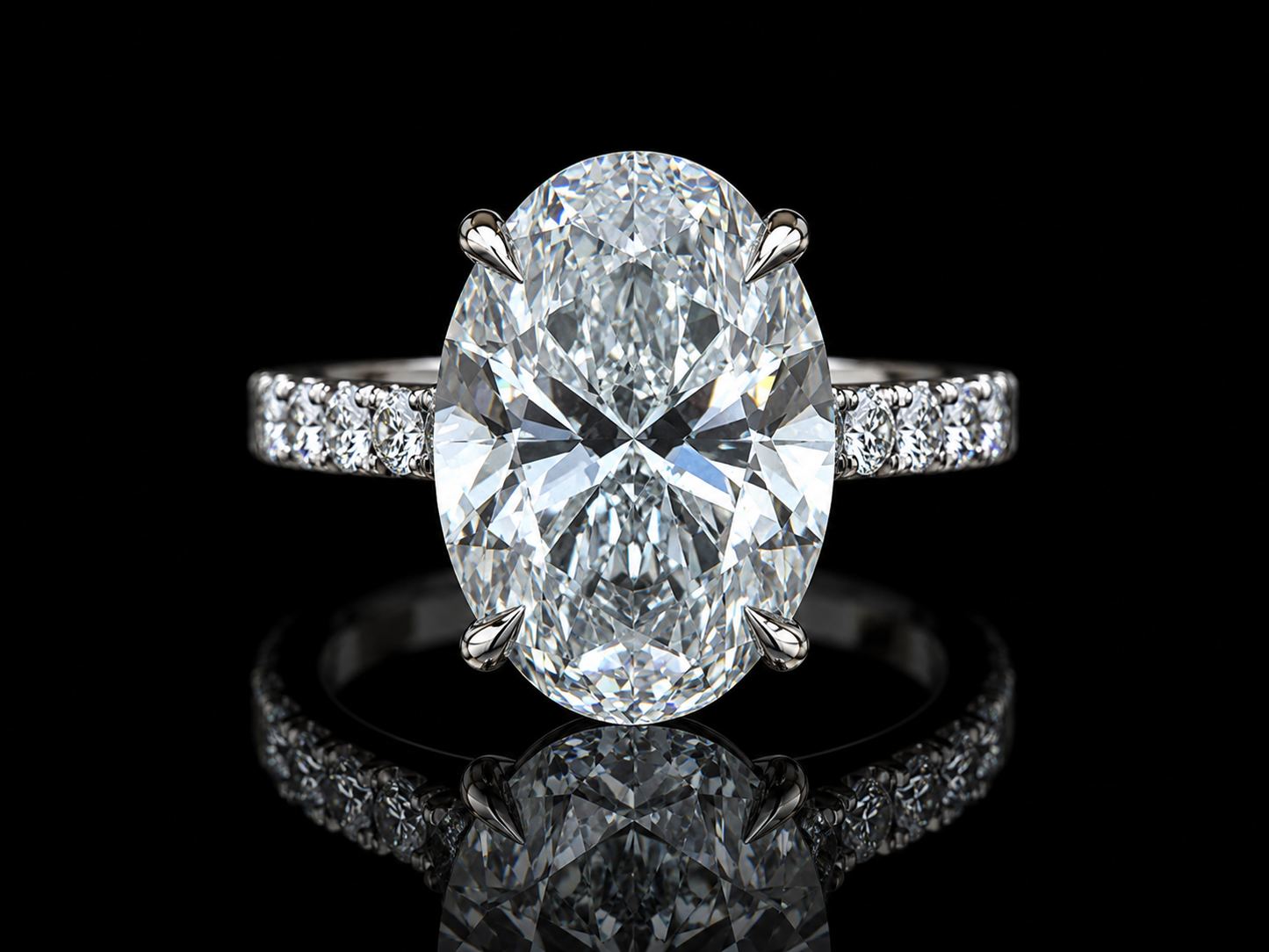 14K White Gold Hidden Halo Oval Lab-Grown Diamond Engagement Ring – 6.55 CTW | IGI Certified