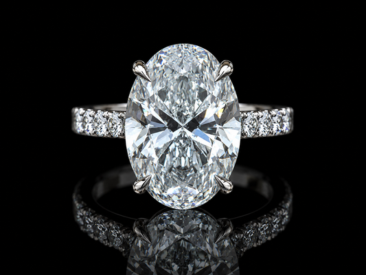 14K White Gold Hidden Halo Oval Lab-Grown Diamond Engagement Ring – 6.55 CTW | IGI Certified