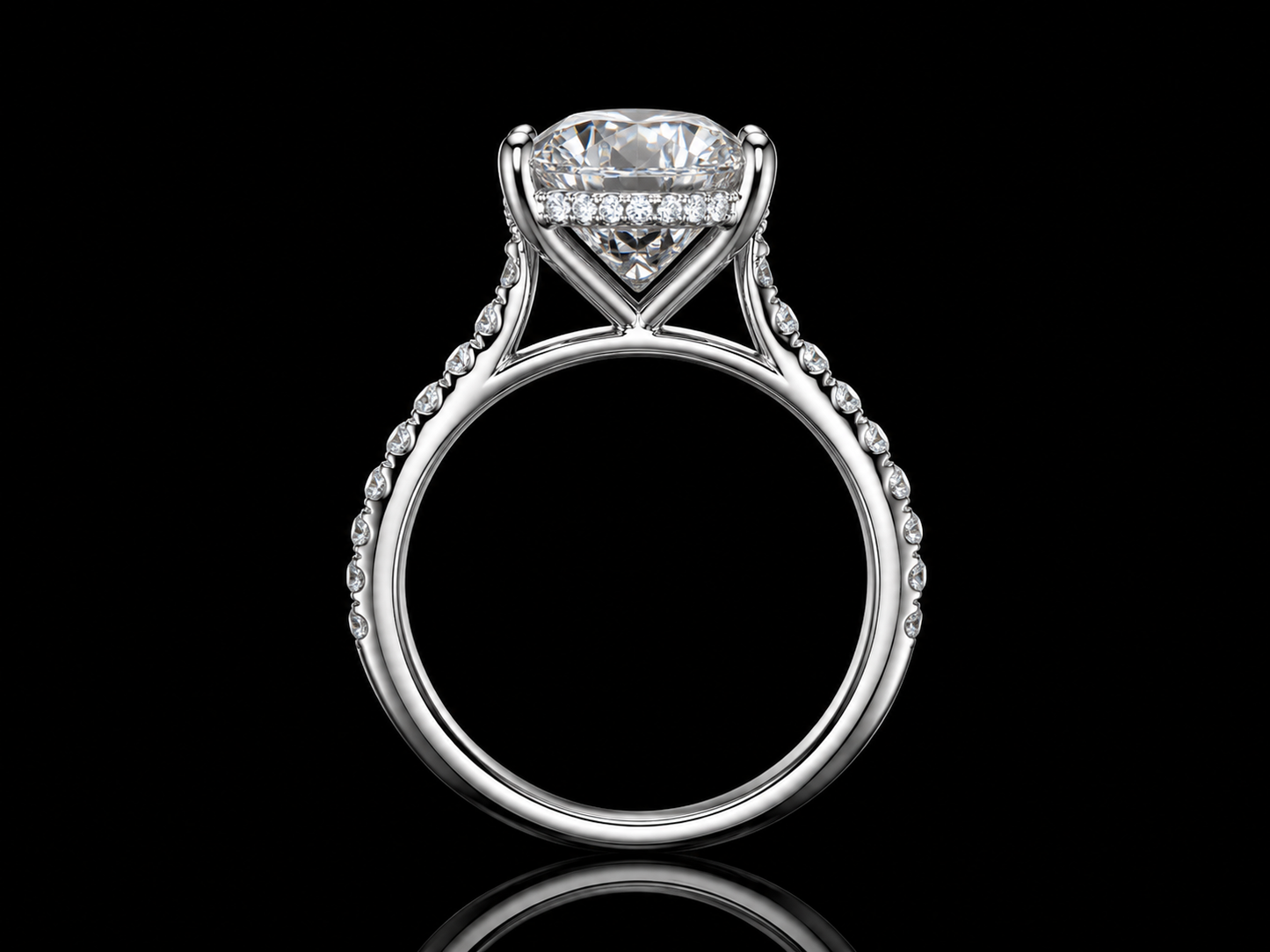 14K White Gold Hidden Halo Oval Lab-Grown Diamond Engagement Ring – 6.55 CTW | IGI Certified