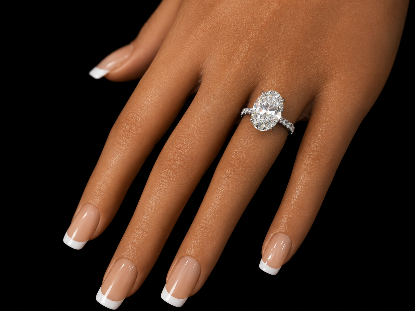 14K White Gold Hidden Halo Oval Lab-Grown Diamond Engagement Ring – 6.55 CTW | IGI Certified