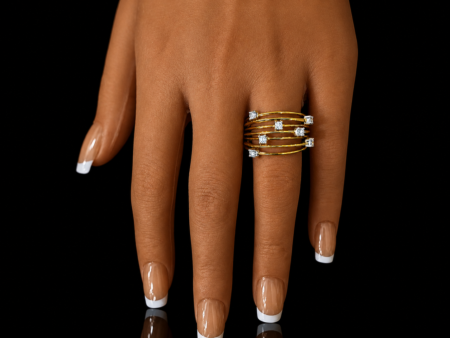 18K Yellow Gold Fancy Wired Diamond Ring