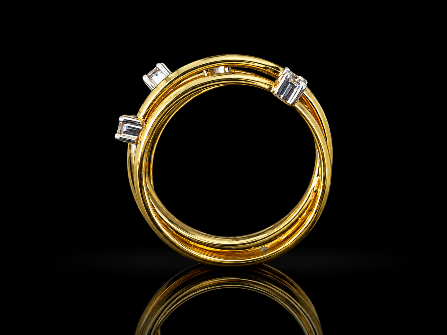 18K Yellow Gold Fancy Wired Diamond Ring