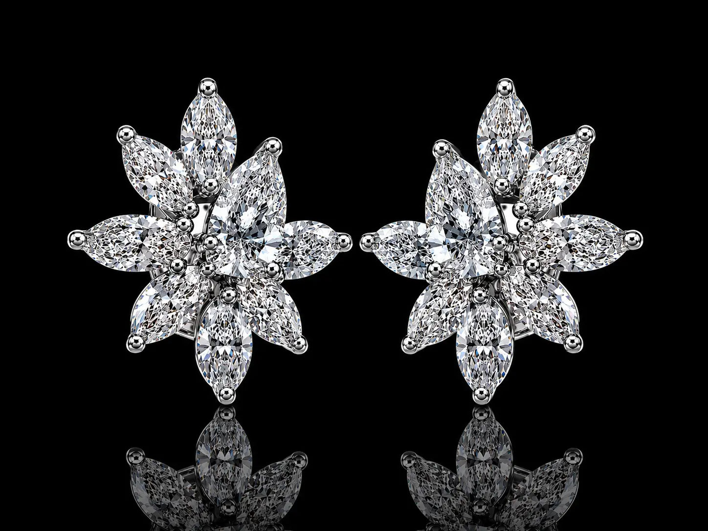 14K White Gold Antique-Inspired Lab Grown Diamond Earrings – 2.68 CT VS–VVS E–F | 17 × 12 mm Angelica Jewellers X Waves