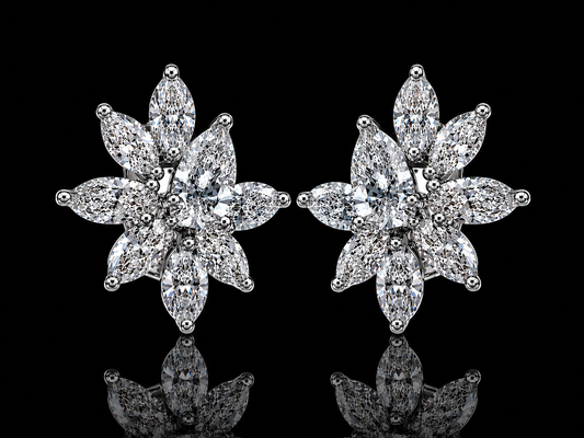 BOUCLES D'OREILLES EN OR JAUNE 14K AVEC DIAMANTS RONDS VVS F+