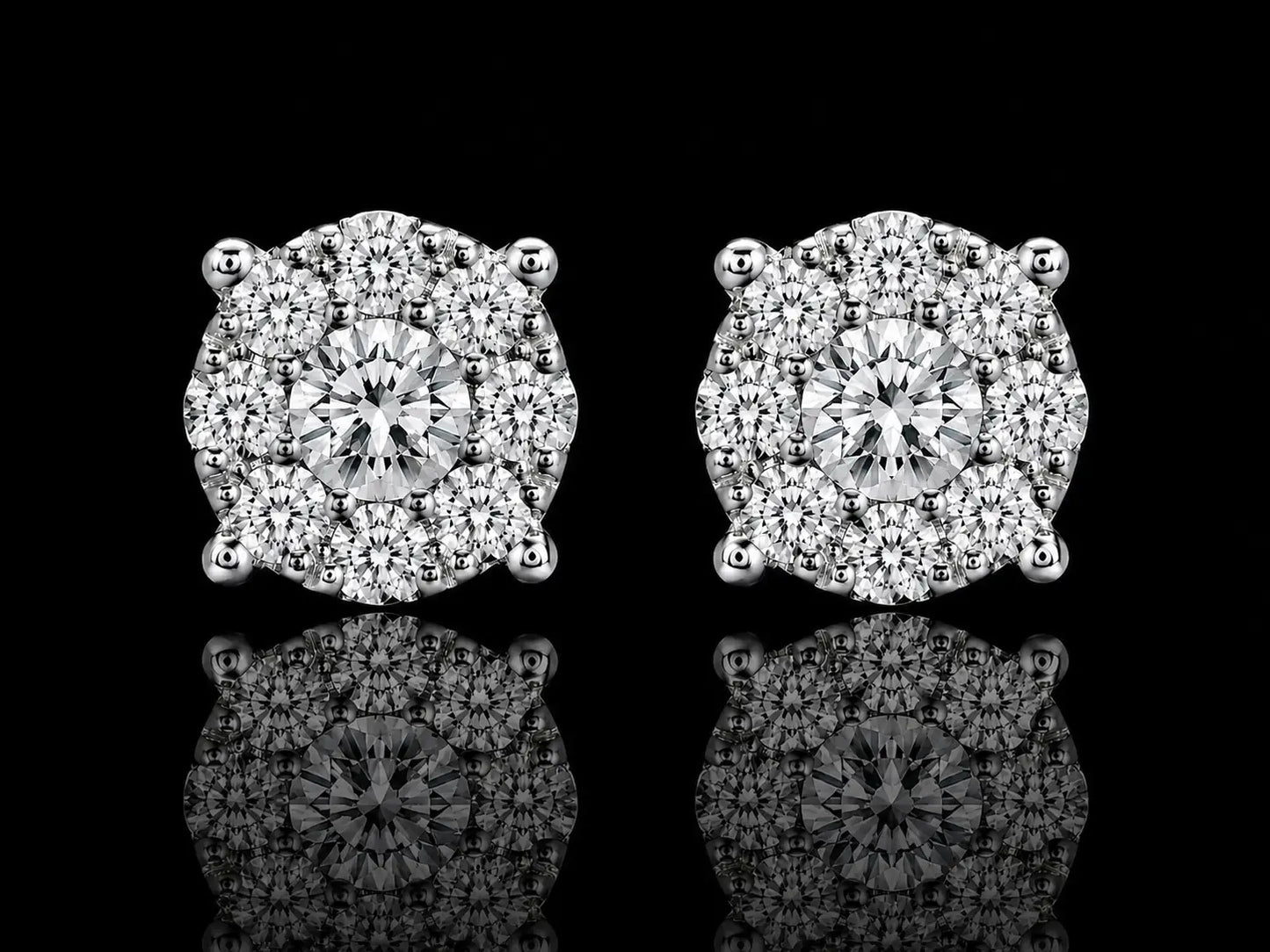 14K WHITE GOLD ROUND DIAMONDS VVS F+ EARRINGS Angelica Jewellers X Waves