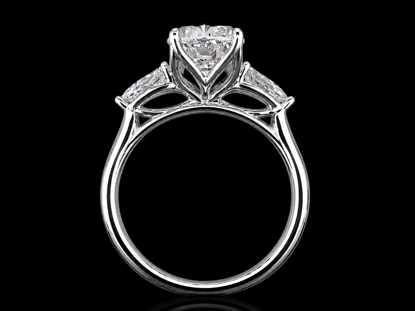 14K White Gold Trilogy Engagement Ring with 3.00 CT Elongated Cushion-Cut Diamond