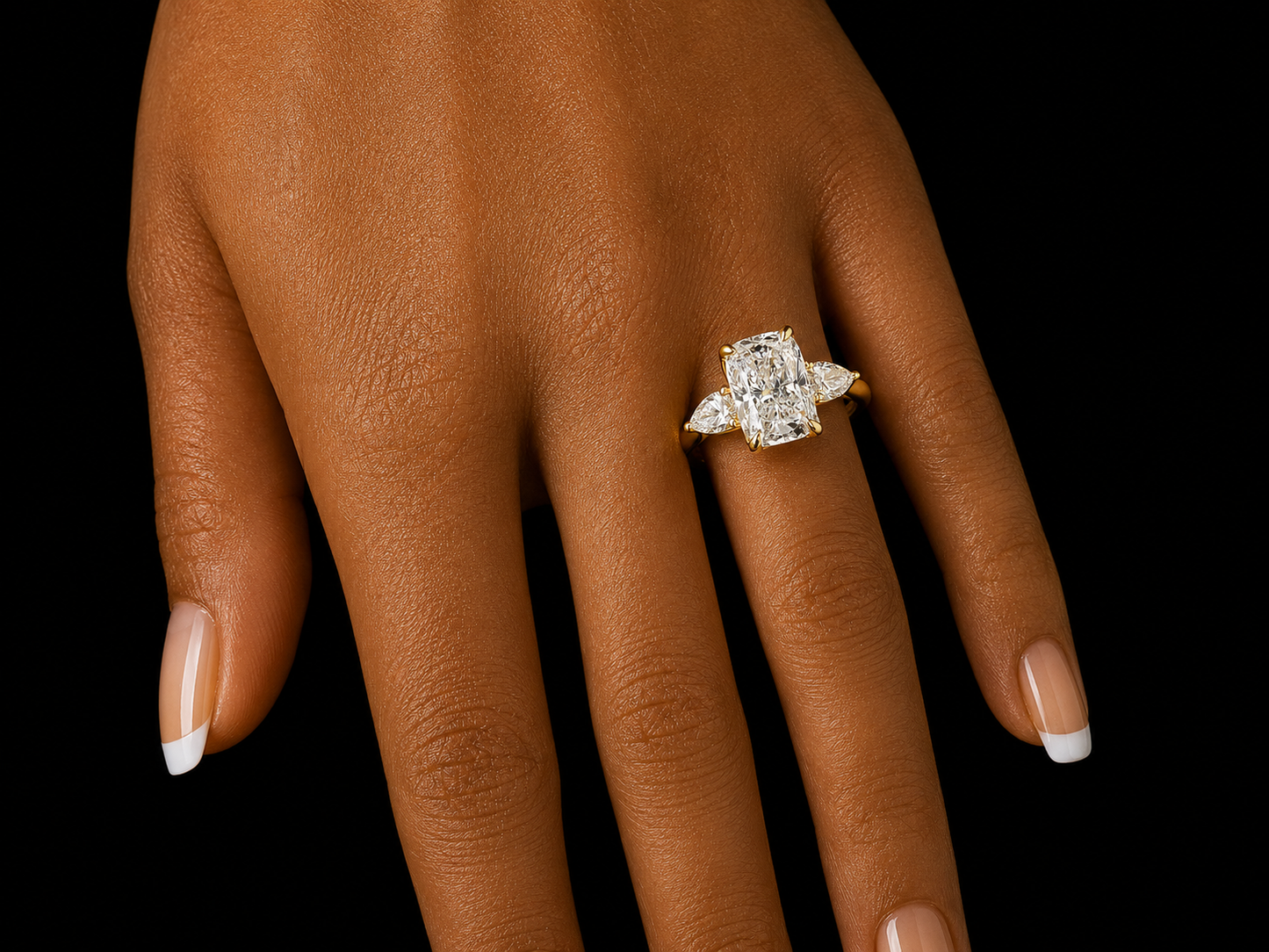 18K White Gold Trilogy Engagement Ring with 3.00 CT Elongated Cushion-Cut Diamond (Copy)