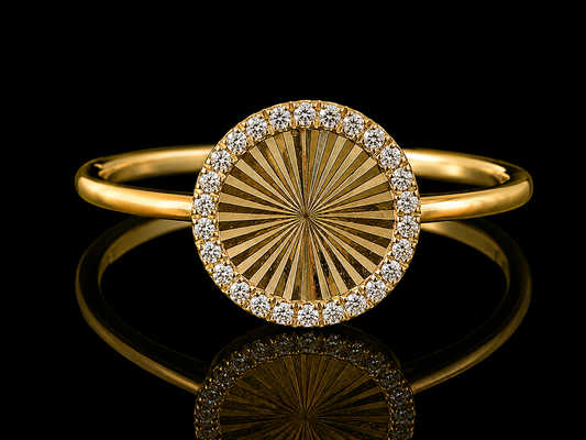 14K Yellow Gold Machine-Cut Signet Diamond Ring – 0.06 CTW