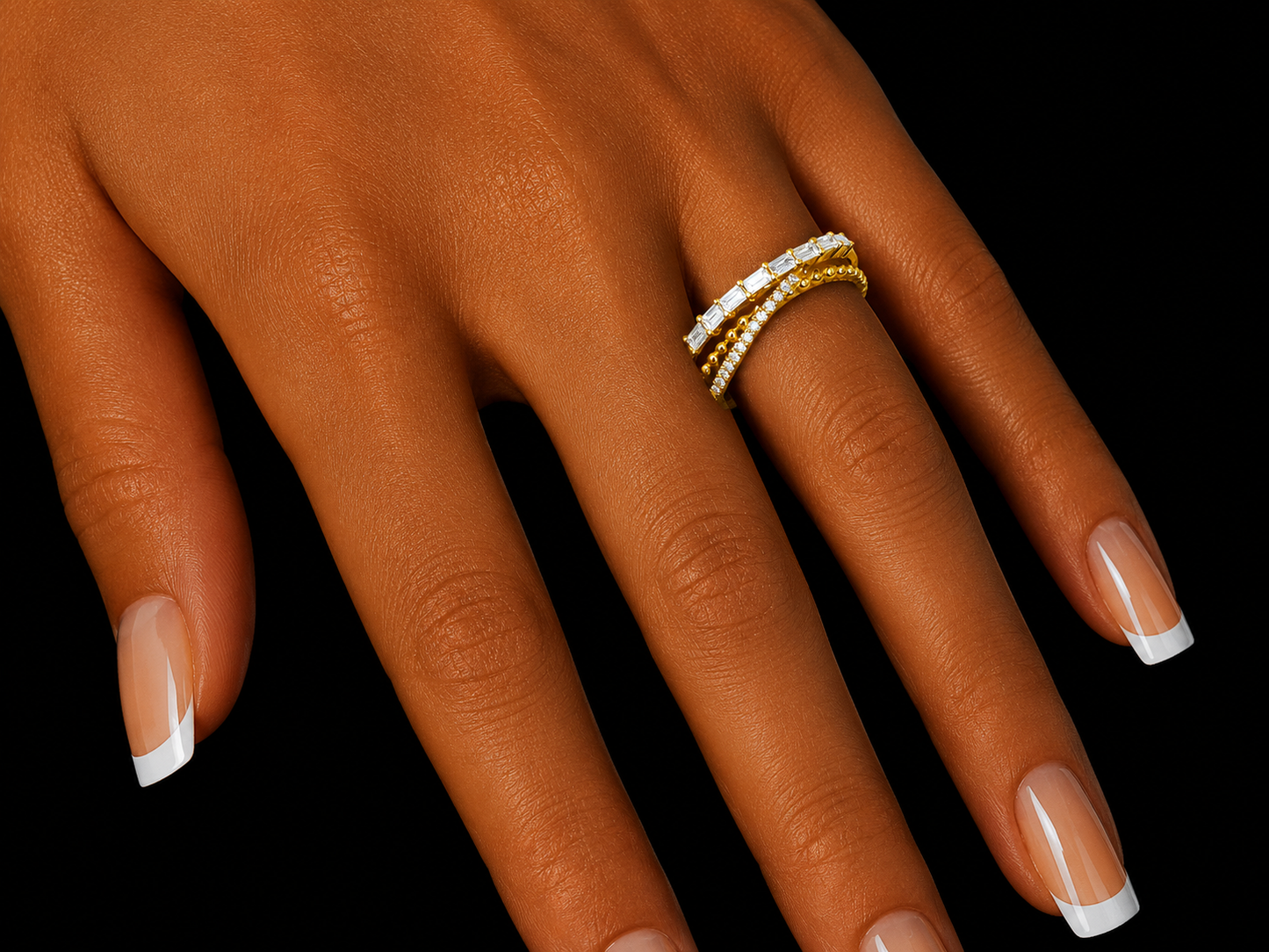 14K Yello14K Yellow Gold Overlap Cross Diamond Ring – 0.20 CTWw Gold Spike Diamond Band – 0.15 CTW (Copy)