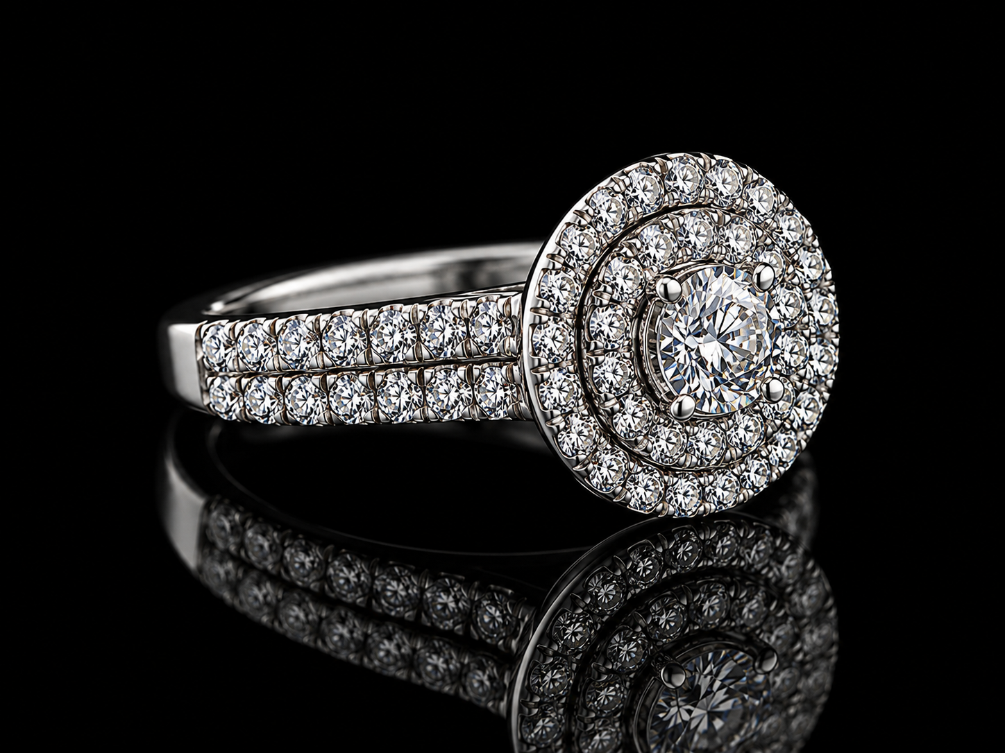 14K White Gold Diamond Engagement Ring Set – 1.00 CT Natural Diamonds | Semi-Eternity Band Angelica Jewellers