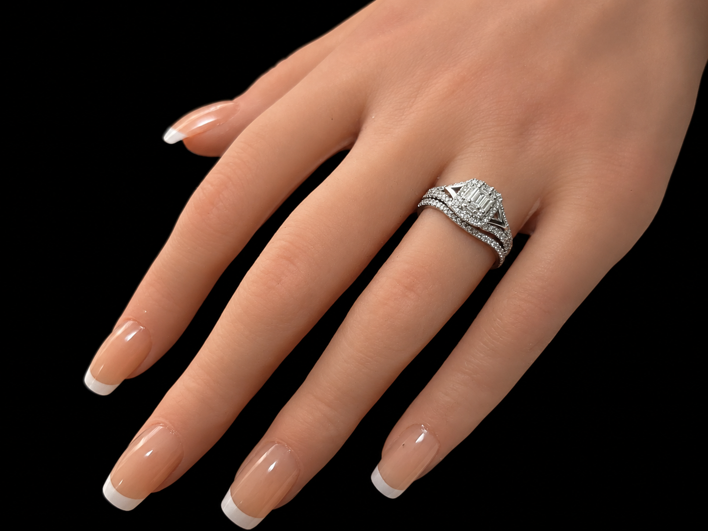 14K White Gold Diamond Bridal Set – 0.70 CTW Natural Diamonds Angelica Jewellers