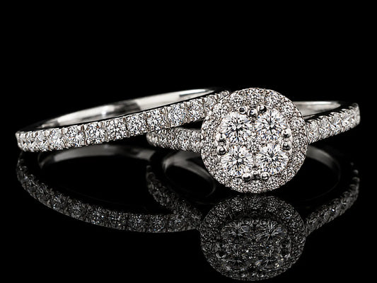 14K White Gold Natural Diamond Engagement Ring Set – 1.25 CTW Angelica Jewellers