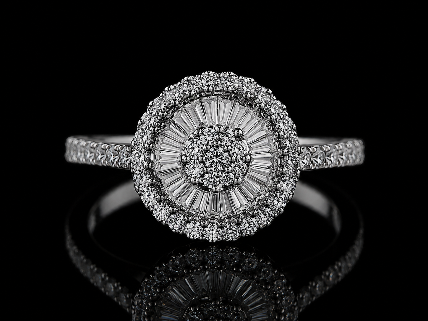 18K White Gold Diamond Halo Ring Angelica Jewellers