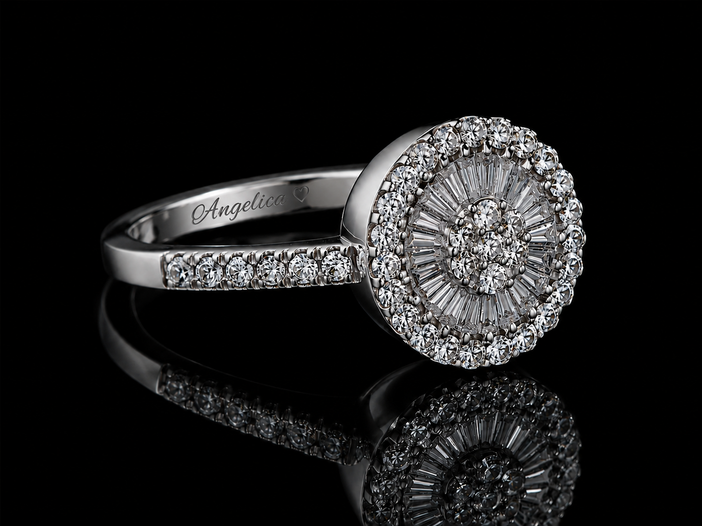 18K White Gold Diamond Halo Ring Angelica Jewellers