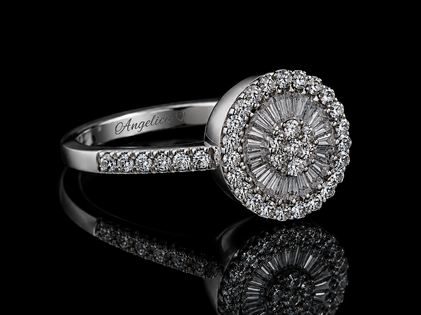 18K White Gold Diamond Halo Ring Angelica Jewellers