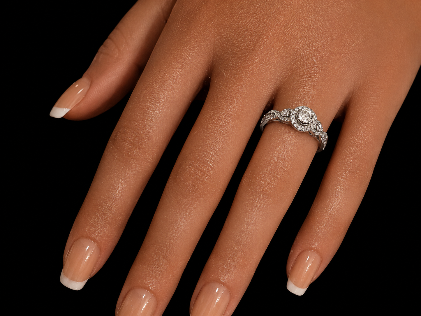 14K White Gold Diamond Halo Engagement Ring – 1.00 CTW Angelica Jewellers