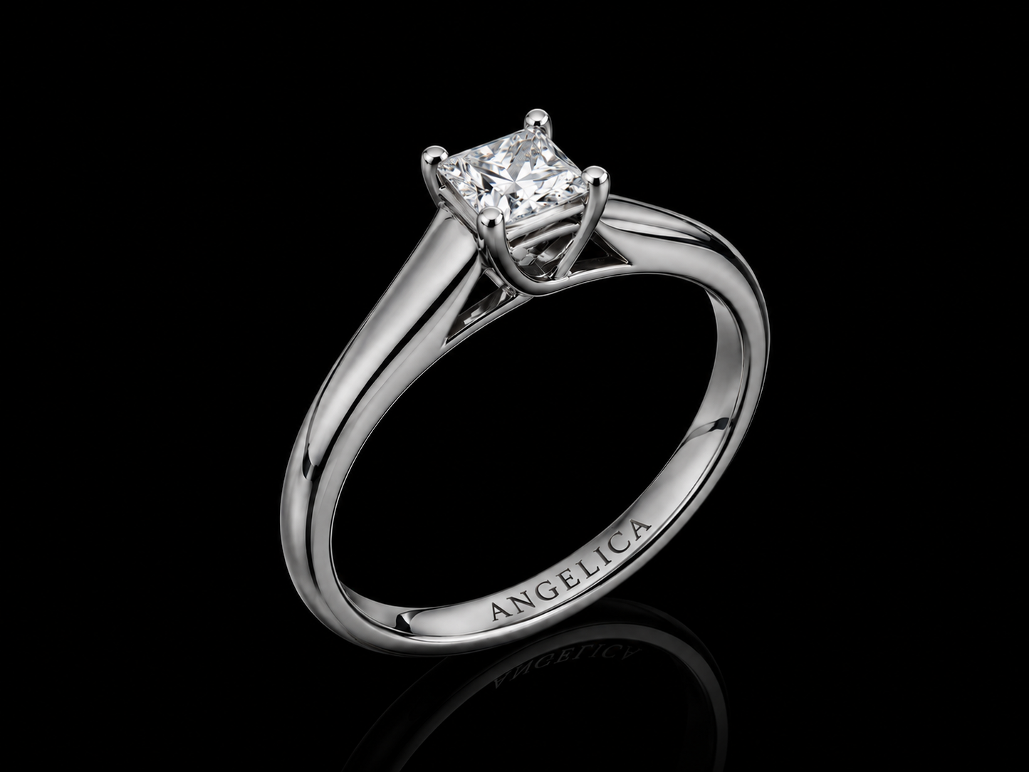 14K White Gold Princess Cut Solitaire Engagement Ring – 0.35 CT Natural Diamond Angelica Jewellers
