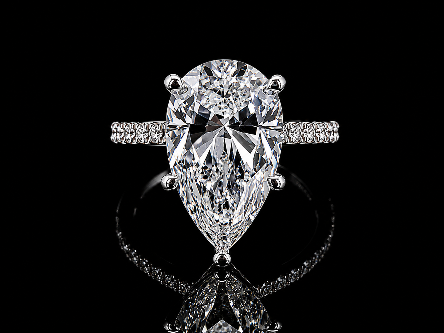 14K White Gold Pear Shape Lab-Grown Diamond Engagement Ring – 5.21 CT Total | IGI Certified Angelica Jewellers