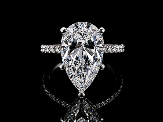 14K White Gold Pear Shape Lab-Grown Diamond Engagement Ring – 5.21 CT Total | IGI Certified