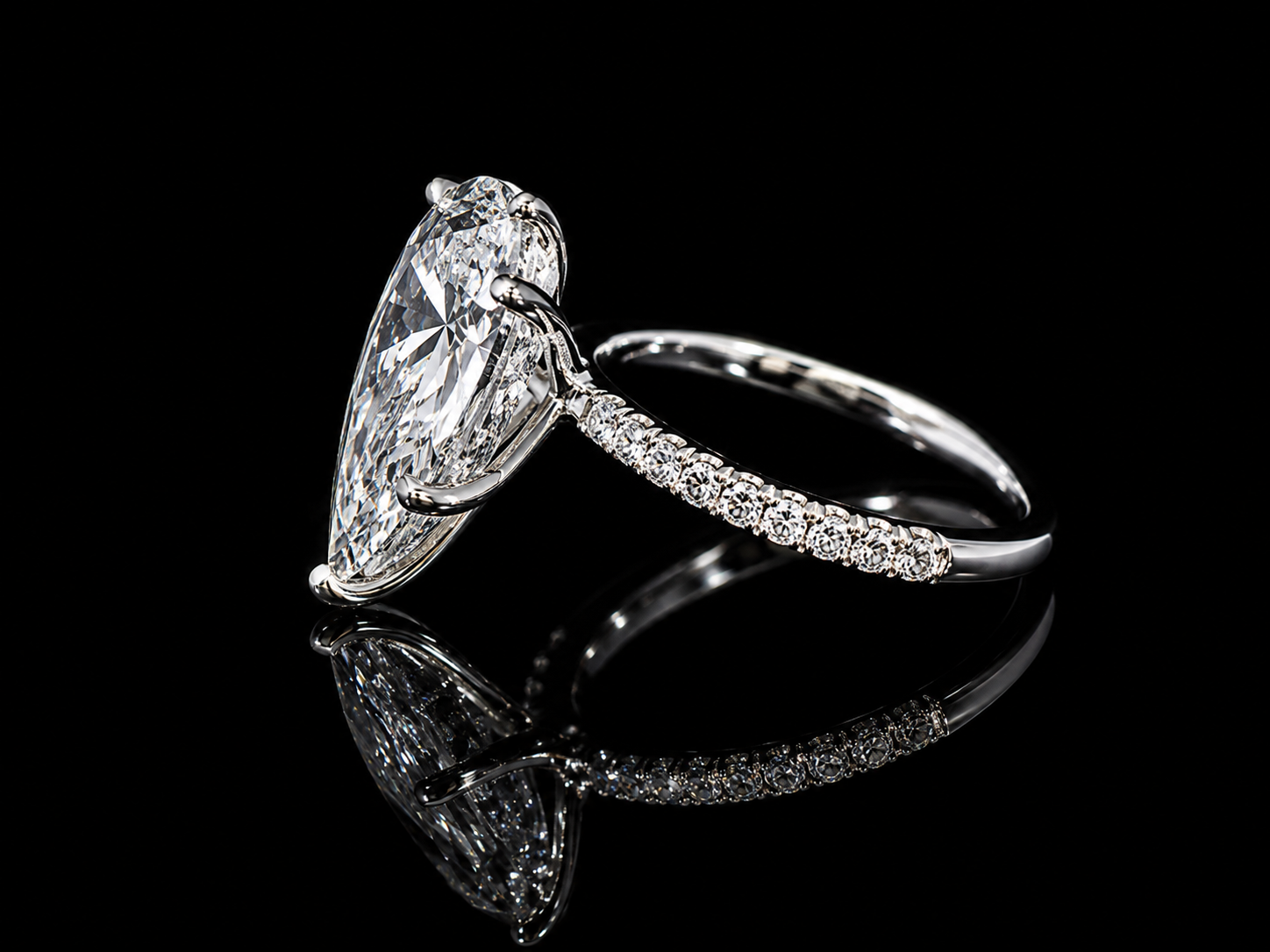 14K White Gold Pear Shape Lab-Grown Diamond Engagement Ring – 5.21 CT Total | IGI Certified Angelica Jewellers