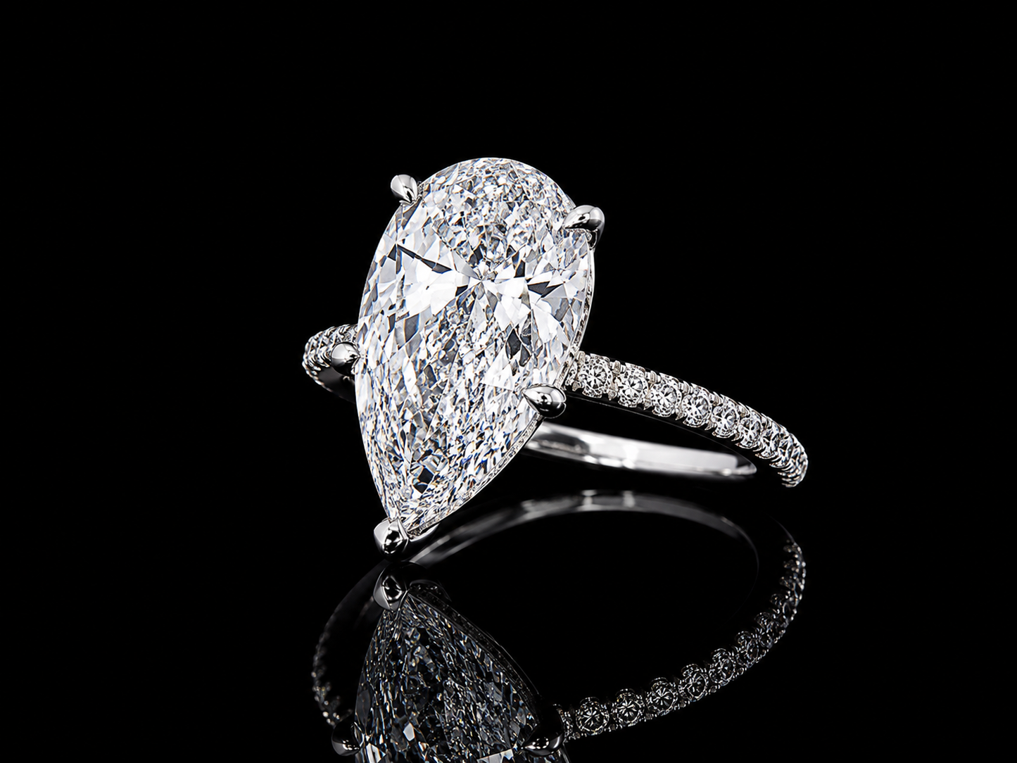 14K White Gold Pear Shape Lab-Grown Diamond Engagement Ring – 5.21 CT Total | IGI Certified Angelica Jewellers