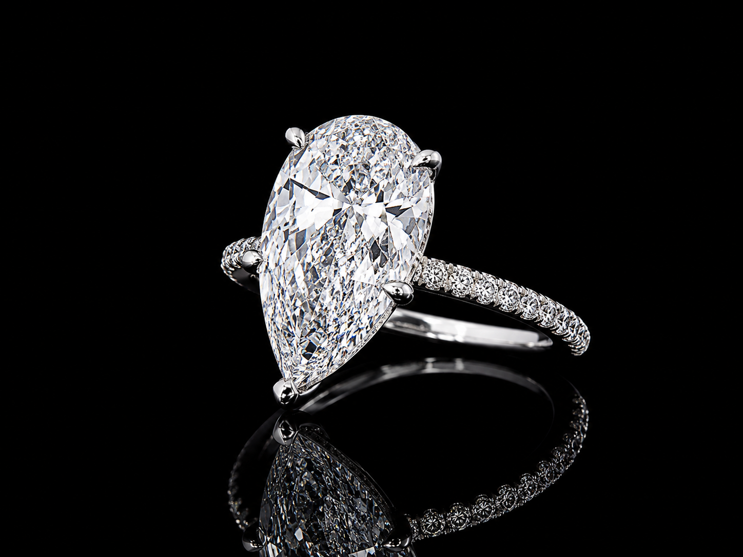 14K White Gold Pear Shape Lab-Grown Diamond Engagement Ring – 5.21 CT Total | IGI Certified Angelica Jewellers